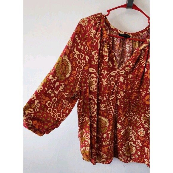 Rachel Zoe Women's 2X Boho Peasant Blouse 3/4 Balloon Sleeve - Picture 3 of 6